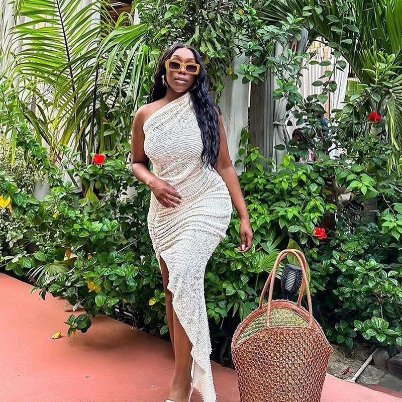 Women’s One-Shoulder Ruched Maxi Dress