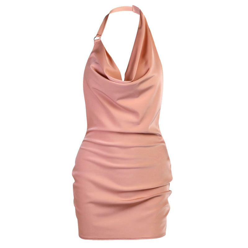 Women’s Satin Cowl-Neck Mini Dress