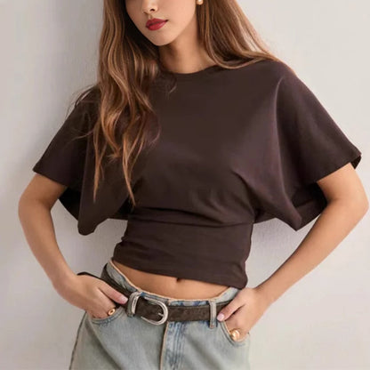 Women’s Structured Short-Sleeve Fitted Waist Top