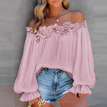 Women’s Off-Shoulder Ruffled Long-Sleeve Blouse