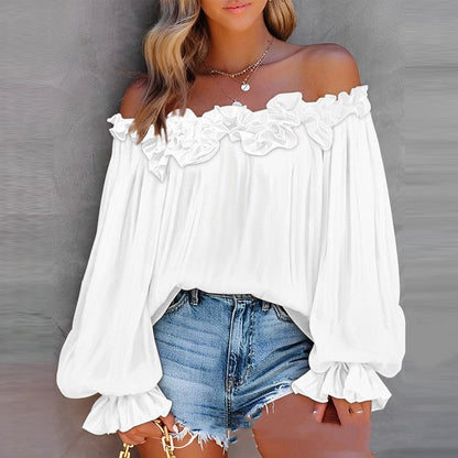 Women’s Off-Shoulder Ruffled Long-Sleeve Blouse