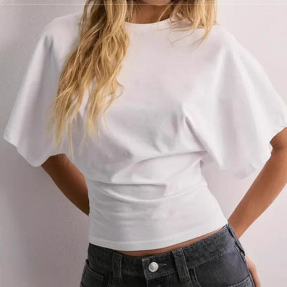 Women’s Structured Short-Sleeve Fitted Waist Top