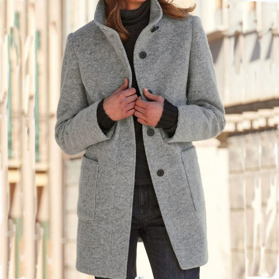 Women’s Stand-Collar Button Coat