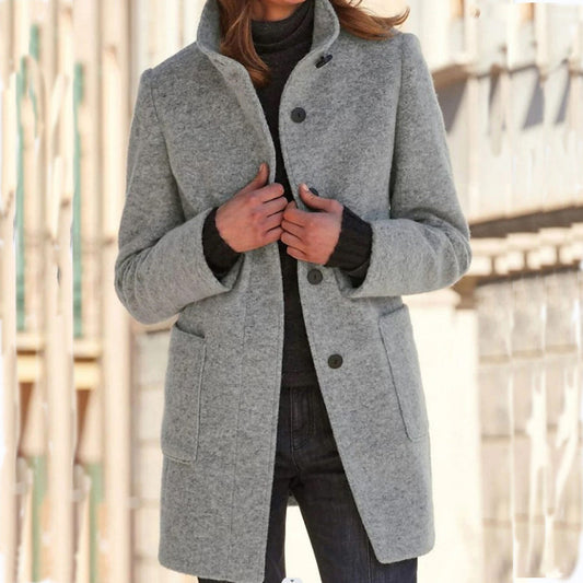 Women’s Stand-Collar Button Coat