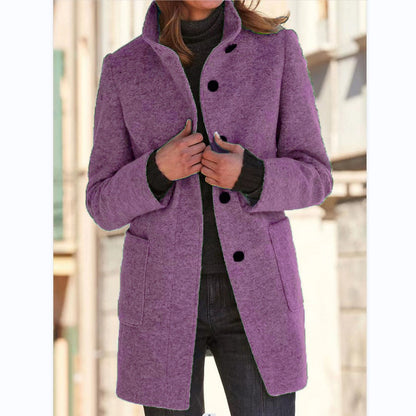 Women’s Stand-Collar Button Coat