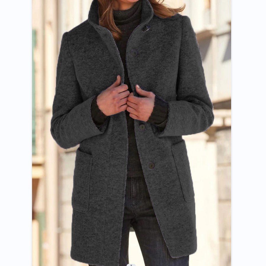 Women’s Stand-Collar Button Coat