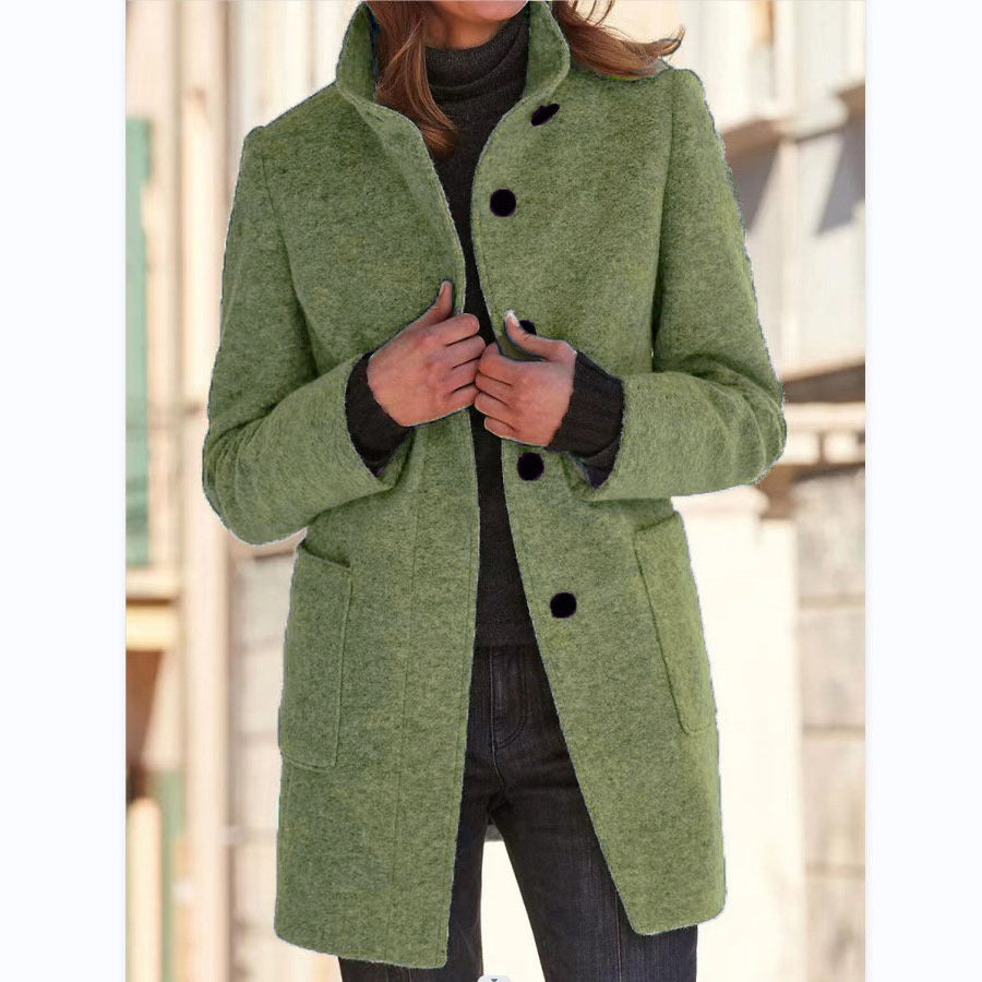 Women’s Stand-Collar Button Coat
