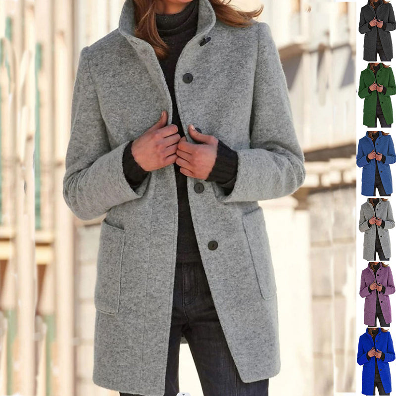 Women’s Stand-Collar Button Coat